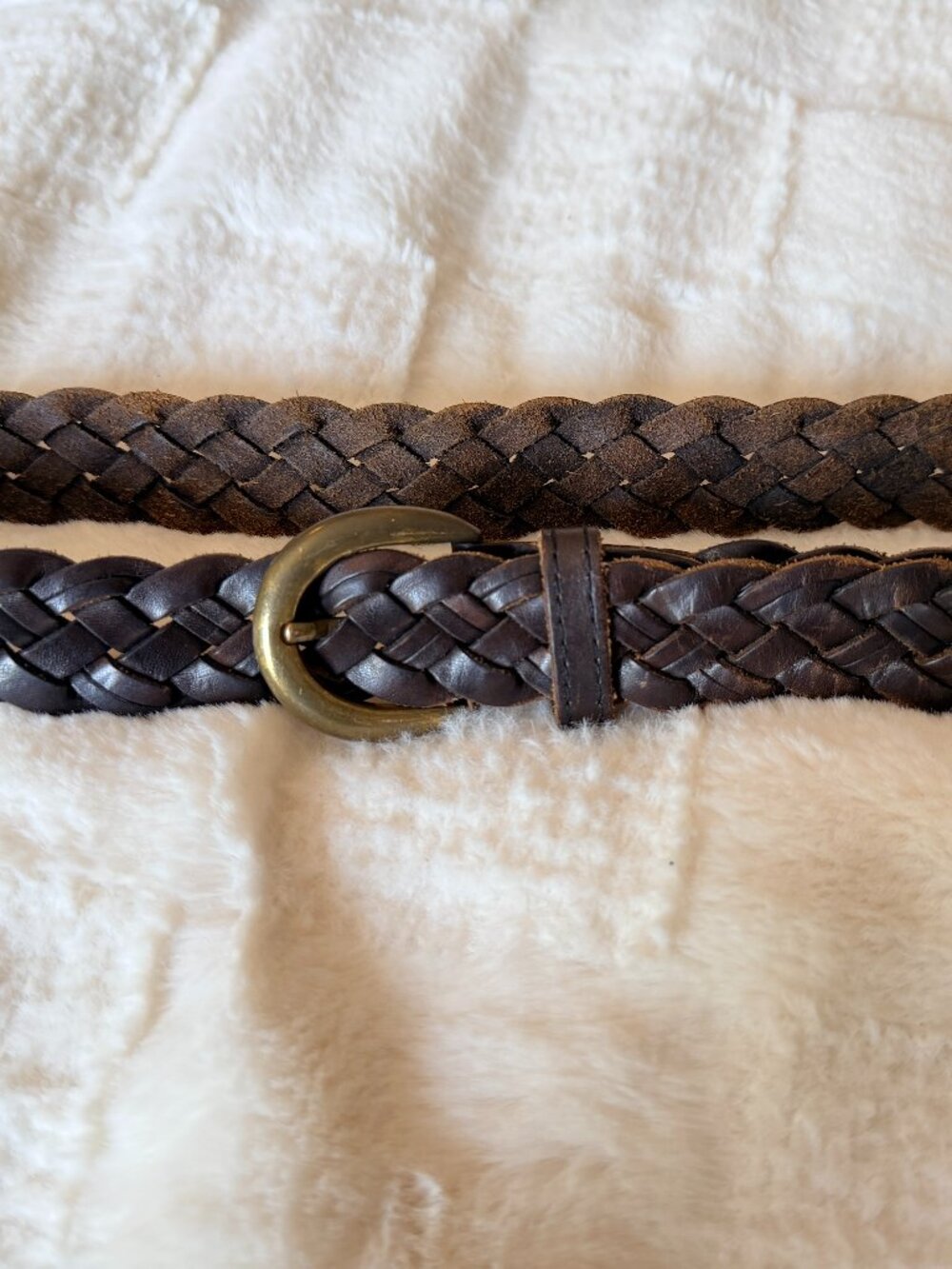 Northern Reflections Argentinian Cowhide Brown Braided Belt,  Sz 28"